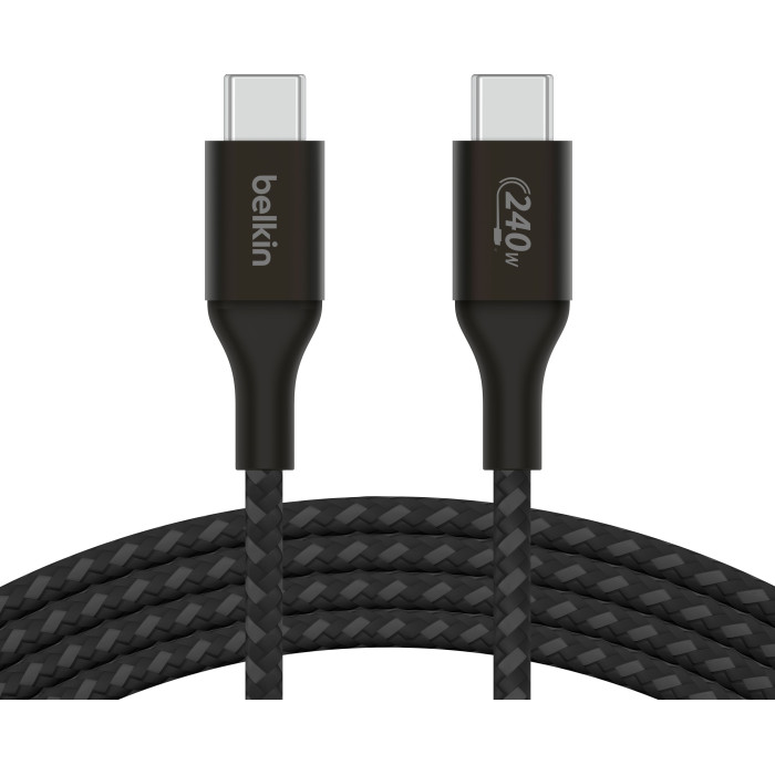 Кабель USB-C > USB-C заряджання/синхронізації Belkin 1м, 240Вт, Type-C, плетений, чорний