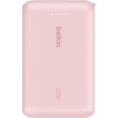 Акумулятор портативний літій-іонний Power Bank Belkin 10000мА·год, 20Вт, з інтегрованим кабелем USB-C, рожевий