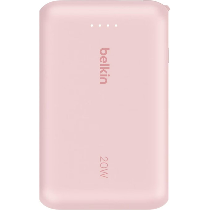 Акумулятор портативний літій-іонний Power Bank Belkin 10000мА·год, 20Вт, з інтегрованим кабелем USB-C, рожевий