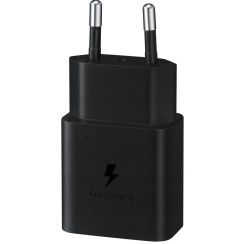 Зарядний пристрій мережевий Samsung 15Вт USB-С, кабель USB-C > USB-C, 1м, чорний