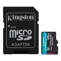Карта пам'яті Kingston microSD  128GB C10 UHS-I U3 A2 V30 R200MB/s + SD