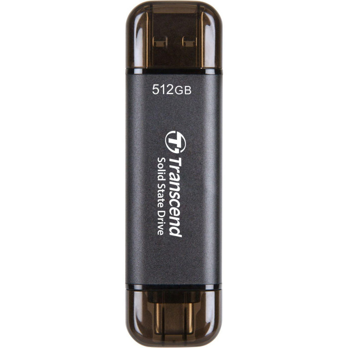 Портативний SSD Transcend  512GB USB 3.1 Gen 2 Type-A + Type-C ESD310 Чорний