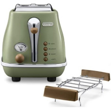 Тостер  DeLonghi ICONA VINTAGE 900Вт, метал, підігрів,разморозка, оливковий