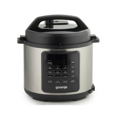 Мультиварка-скороварка Gorenje, 1000Вт, чаша-6л, електронне керув., 8 програм, метал/пластик, чорний-нерж