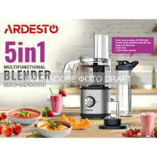 ARDESTO Блендер мультифункціональний Ardesto 400Вт, 5в1, чаша-1000мл, сріблясто-чорний