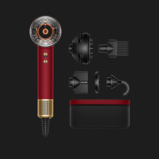 Фен Dyson HD16 Supersonic Nural Red Velvet/Gold, 1600Вт, 3 режими, іонізація, хол. обдув, кейс для зберігання, червоно-золотий