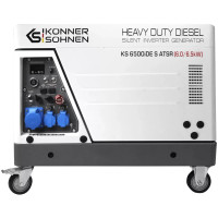 Генератор дизельний інверторний Konner&Sohnen KS 6500iDE S ATSR у шумозахисному кожусі 230В, 6.0-6.5кВт, електростартер, 119кг