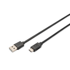 Кабель DIGITUS USB-A > USB-C заряджання/синхронізації, USB 2.0, M/M, 3м, чорний