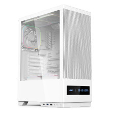 Корпус 2E GAMING  Iconic DS V8202B без БЖ, 1xUSB3.0, 1х USB 2.0, 1xUSB Type-C, 3x120мм ARGB, VGA 330мм, LCS ready, контролер з пультом, дисплей,  TG Side Panel, ATX, білий