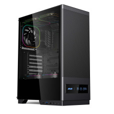 Корпус 2E GAMING  Iconic DS V8202B без БЖ, 1xUSB3.0, 1х USB 2.0, 1xUSB Type-C, 3x120мм ARGB, VGA 330мм, LCS ready, контролер з пультом, дисплей,  TG Side Panel, ATX, чорний