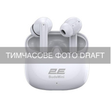 Навушники TWS 2E BudsMini, BT 6.0, IPX4, SBC, Touch control, Mic, білий