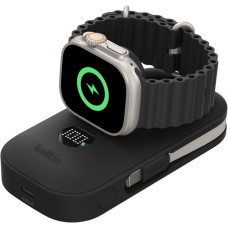 Belkin Портативний літій-іонний акумулятор Power Bank 10000 мА·год, 45 Вт, з вбудованим кабелем USB-C, зарядний пристрій для Apple Watch, чорний